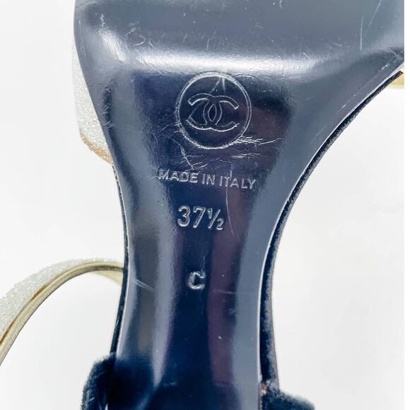 Chanel Vintage Glitter & Velvet High Heel Evening Sandals size 37.5C / US 6.5-7 - Picture 13 of 14